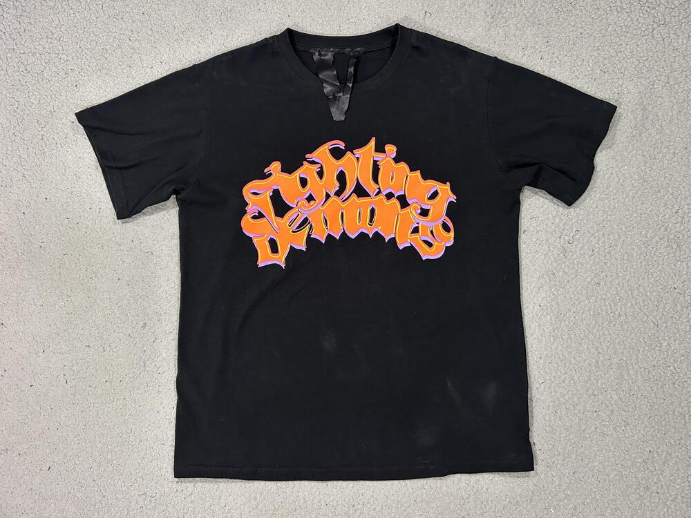 VLONE Shirt Men Large Black Fighting Demons Graphic Tee Streetwear Music Hip Hop